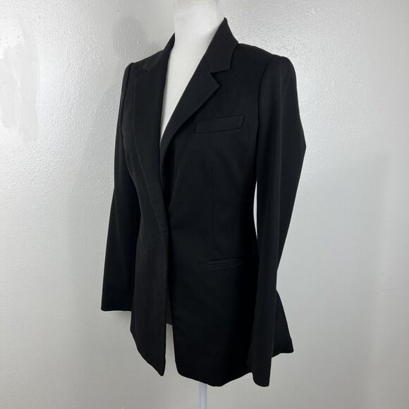 Express Blazer Women 2 Black Button Up Jacket Career Casual Shoulder Pads Outer - Picture 2 of 13